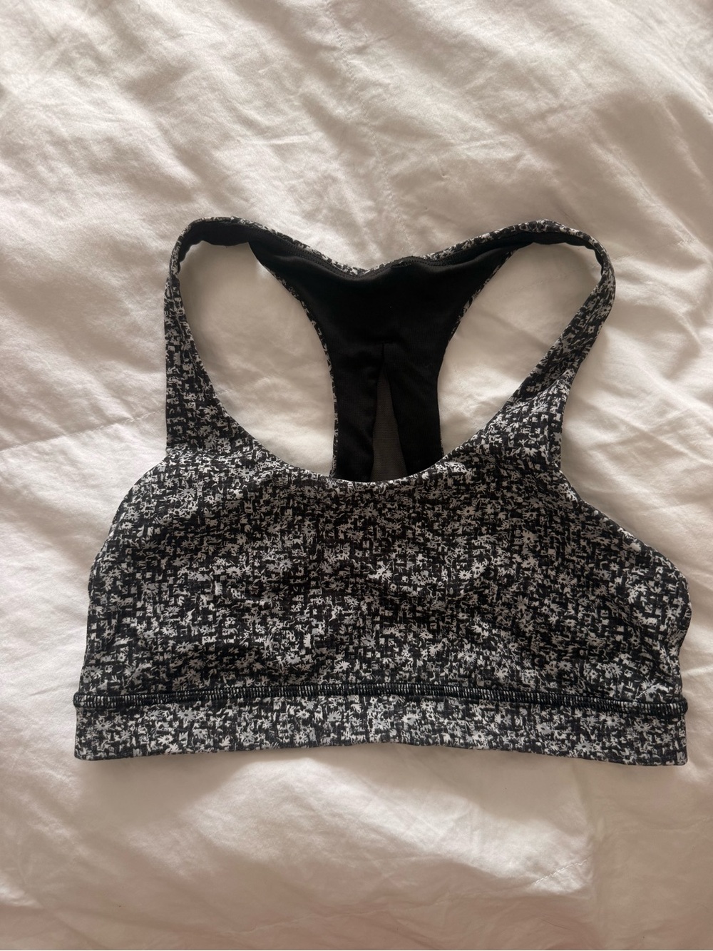 lululemon athletica Black & White Patterned Racerback Crop Top